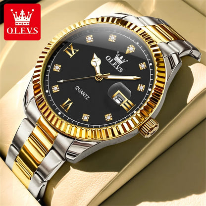 OLEVS Casual Luxury Men Watch Best Selling Fashion Stainless Steel Waterproof Calendar Luminous Quartz Business Wrist Watch Men