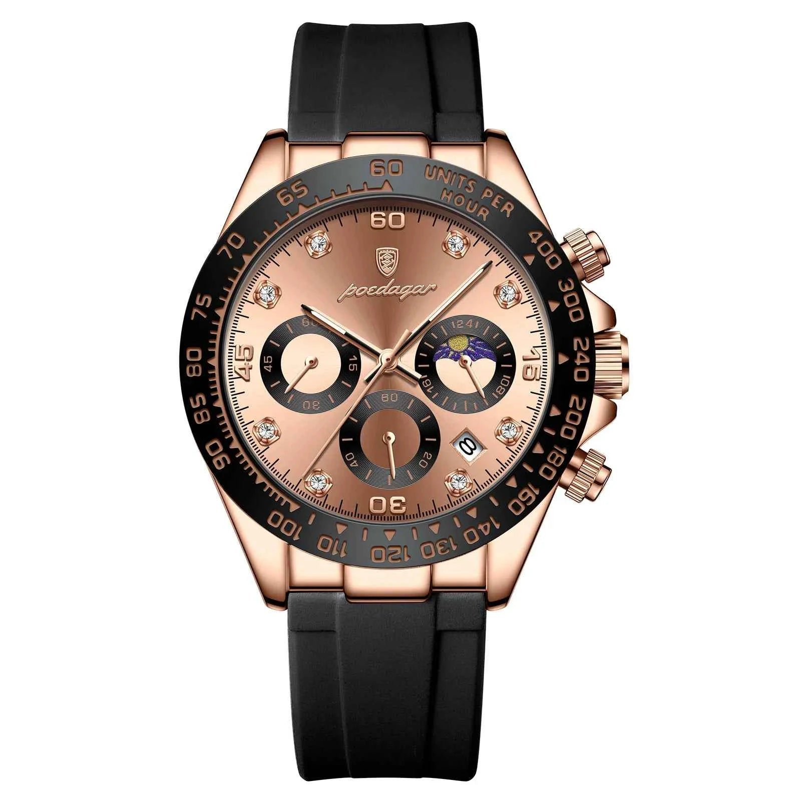 POEDAGAR Luxury Casual Top Brand Watch Business Sport Chronograph Date Luminous Waterproof Silicone Strap Men's Watch Male reloj