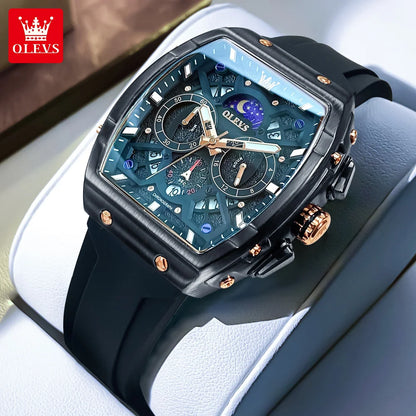 OLEVS Top Brand Fashion Trend New Men Watch Best Selling Original Silicone Strap Multifunction Quartz Luxury Men's Wrist Watches