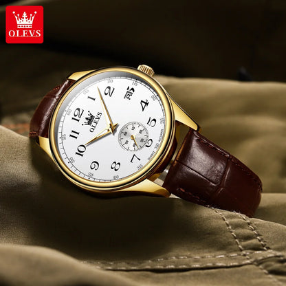 OLEVS Best Selling Original Leather Watches for Men Casual Simple Business Wrist Watch Men Fashion Waterproof Men Quartz Watch