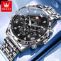 OLEVS Original Fashion Men Watch Stainless Steel Waterproof Luminous Dual Calendar Luxury Multifunction Quartz Men's Wrist Watch