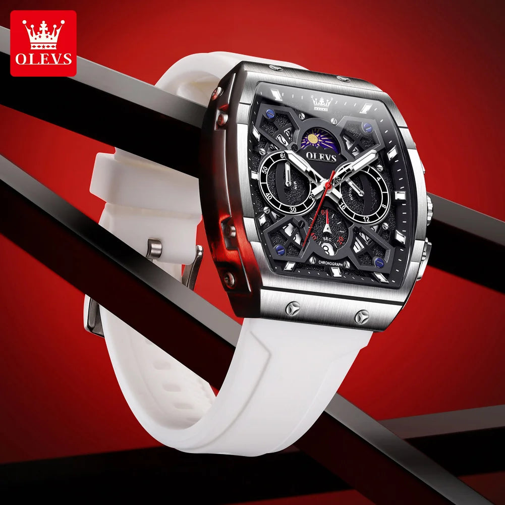 OLEVS Top Brand Fashion Trend New Men Watch Best Selling Original Silicone Strap Multifunction Quartz Luxury Men's Wrist Watches