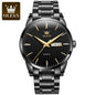 OLEVS Men Watches Waterproof Stainless Steel Quartz Male Wristwatch Gold Watch Fashion Luminous Luxury Calendar Business Clock