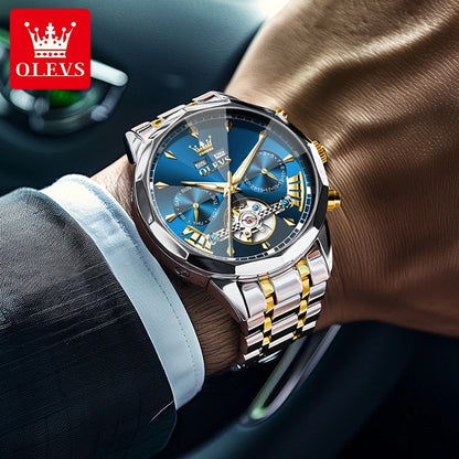 OLEVS High Quality Fashion Luxury Men Watch Original Stainless Steel Waterproof Automatic Mechanical Multifunction Watch for Men