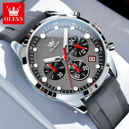 OLEVS High Quality Sports Watch for Men Original High-end Luxury Men's Wrist Watches Waterproof Silicone Strap Male Quartz Watch